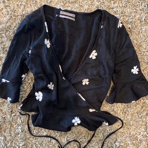 Urban outfitters black floral crop top